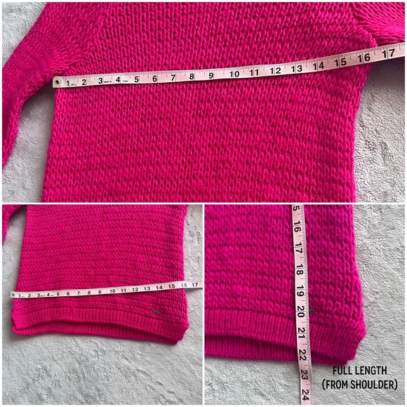 Abercrombie & Fitch Wool Alpaca Cropped Chunky Knit Hot Pink Barbiecore Sweater - Picture 16 of 16